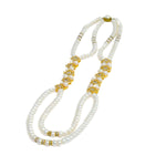 Glimmery Two String Gold Plated Freshwater Pearl Jewelry Set For Women-Maya Bazaar