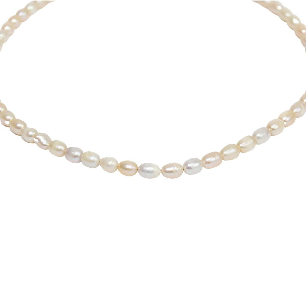 Single Layer White and Peach Freshwater Pearl Necklace for women-Maya Bazaar