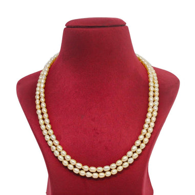 Double Layer Peach Freshwater Designer Pearl Necklace for women   -Maya Bazaar