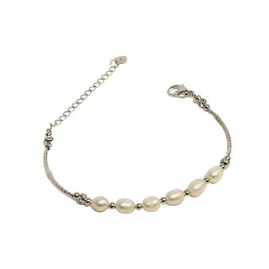 White Designer Heart Hanging pearl bracelets for women girls stylish bracelet-Maya Bazaar