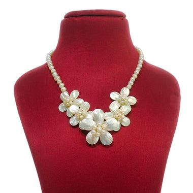 Natural 5 Mother of Pearl Flowers Freshwater Pearl Jewelry Set For Women & Girls-Maya Bazaar