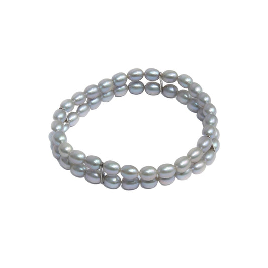 Double Beads Rice Shaped Freshwater pearl bracelets for women girls stylish bracelet-Maya Bazaar