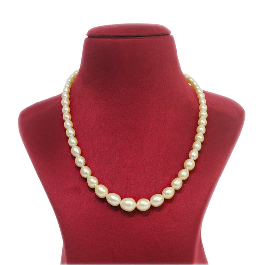 Peach Colour Freshwater Long Pearl Necklace for women-Maya Bazaar