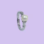 White Freshwater pearl rings for women stylish silver rings-Maya Bazaar