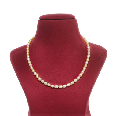 Single Layer White and Peach Freshwater Pearl Necklace for women-Maya Bazaar