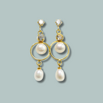 Beautiful Circle Aligned with Rice Pearl Earrings & Studs For Women-Maya Bazaar