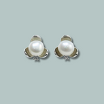 Single White Pearl Embossed Earrings & Studs for women-Maya Bazaar