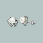 Single Flower shaped Pearl Designer Earrings & Studs for women-Maya Bazaar