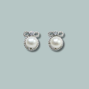 Unique Single Stone Embossed Pearl Earrings & Girls For Women & Girls-Maya Bazaar