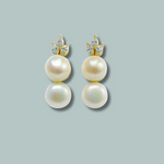 Double Layered Freshwater Pearl Earrings & Studs for women-Maya Bazaar