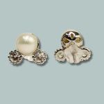 Silver Plated Double Stone Freshwater Pearl Studs for girls & Women-Maya Bazaar