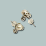 Silver Plated Double Stone Freshwater Pearl Studs for girls & Women-Maya Bazaar