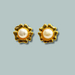 Flower Shaped Freshwater Pearl Studs For girls & Women  - Maya Bazaar